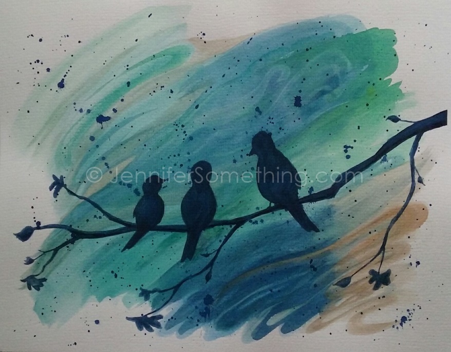 Birds on Branch Watercolor